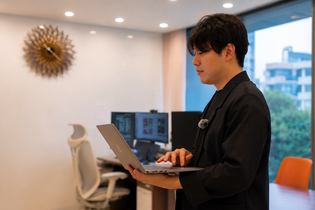 ノートPCで作業するメンバー